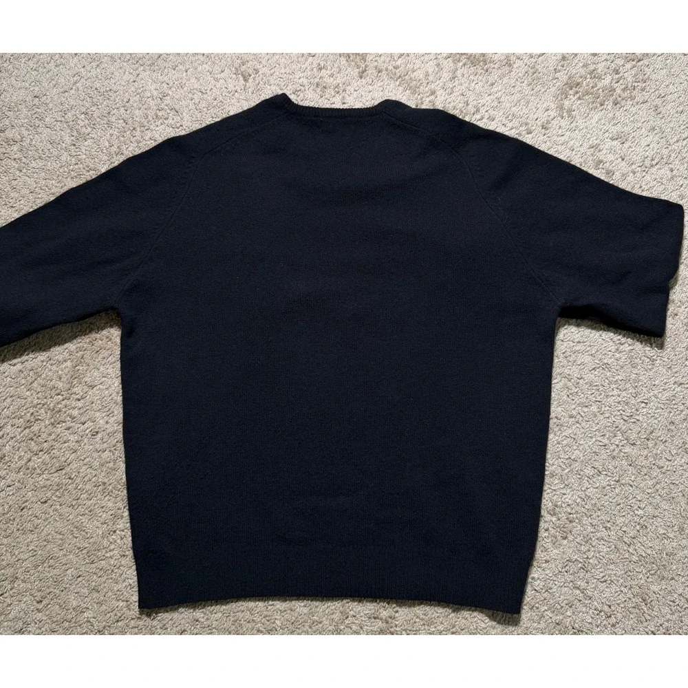 Polo Ralph Lauren Mens XL Black 100% Lambswool V-Neck Sweater Red Pony Logo